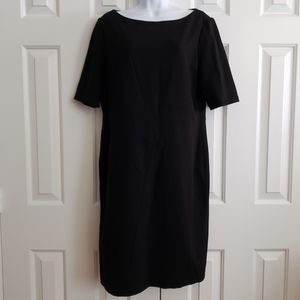 Lafayette 148 NY Black Sheath Dress 14 Event Cocktail LBD Classic Minimalist